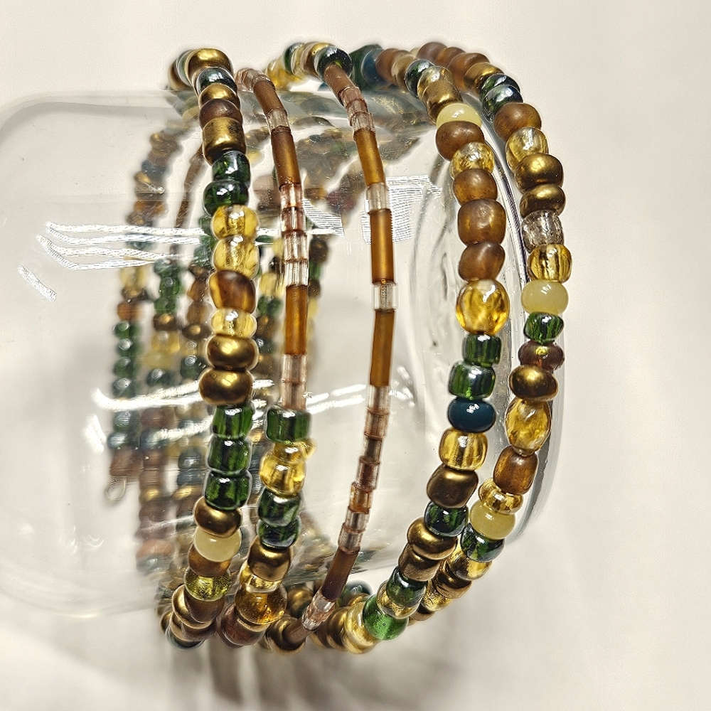 Earthy Seed Beaded Memory Bracelet